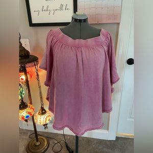 Free People - Pink Short Sleeve Shawl Shrug w Arm Holes size Medium